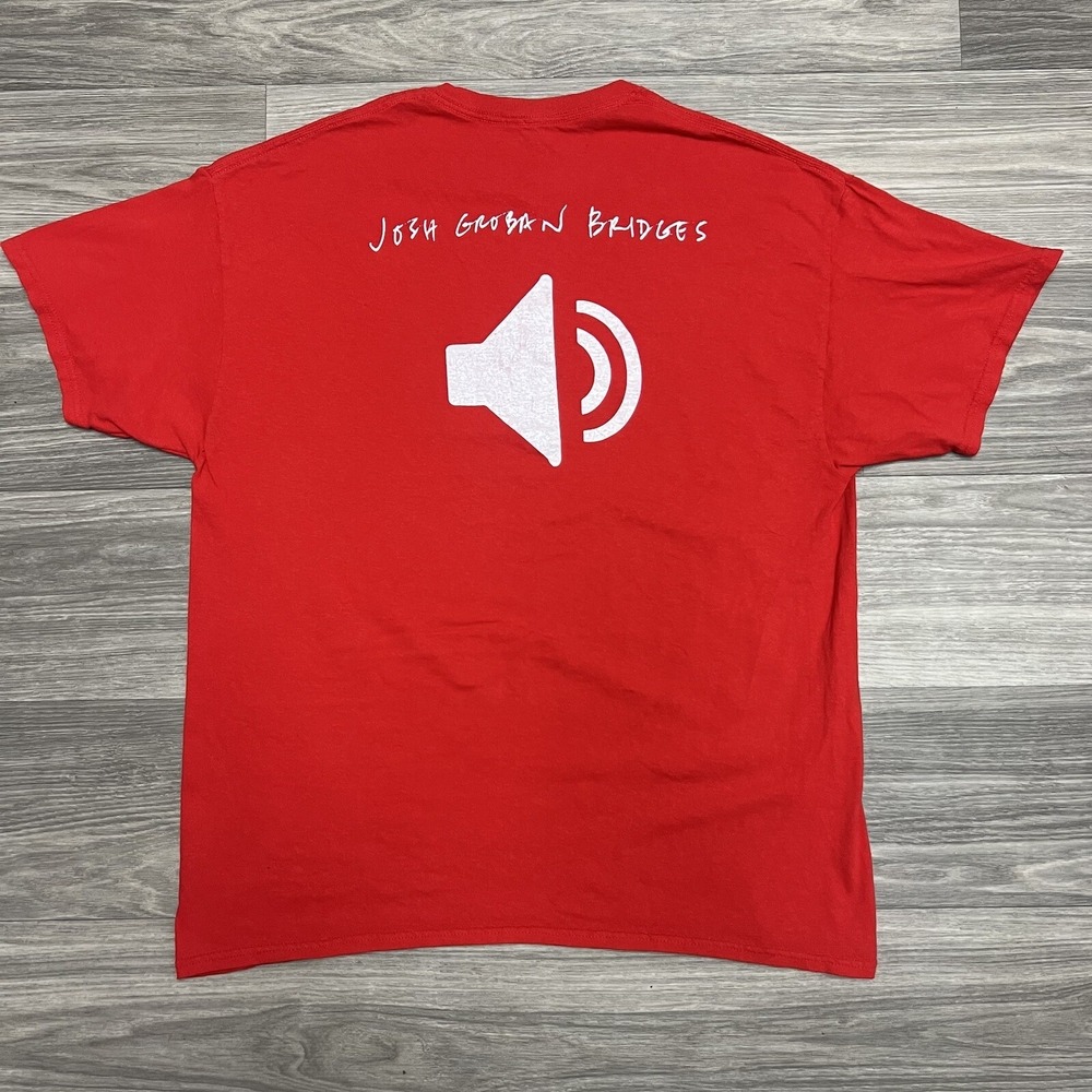 Josh Groban Bridges Band‎ Tee Shirt Mens L Red Local Crew Roadie Music Tour